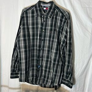 Tommy Hilfiger Men's Black and White Checkered Shirt